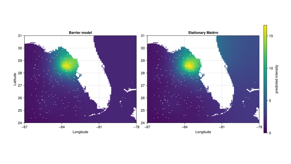 Spatial fields that respect coastlines